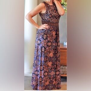 Stitch Fix Wisp Pamala Knit Maxi Dress Black‎ Print High Neck NWT 6
